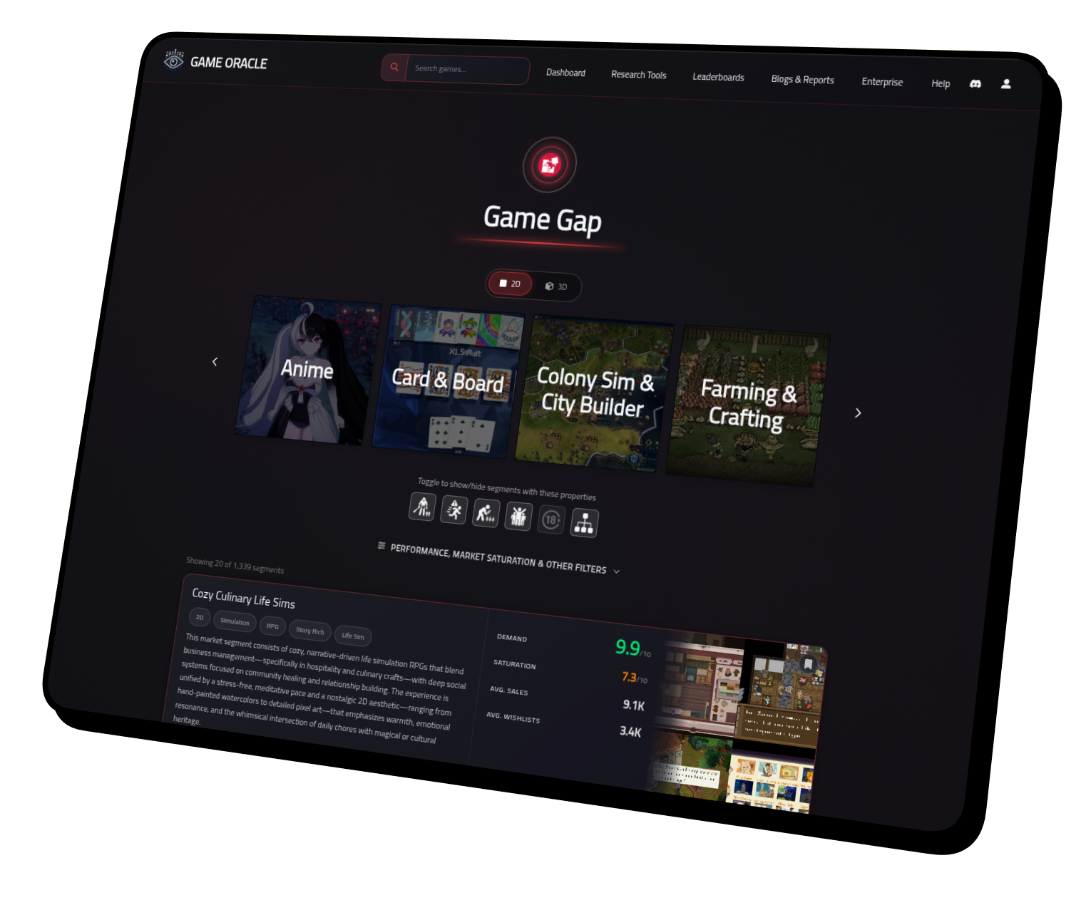 Game Gap interface screenshot