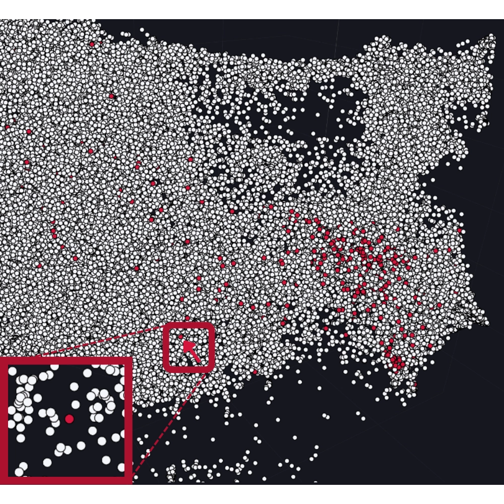 403 games with the tags ‘3D’, ‘Horror’, and ‘Online Co-Op’ are highlighted in red on the Steam Map 