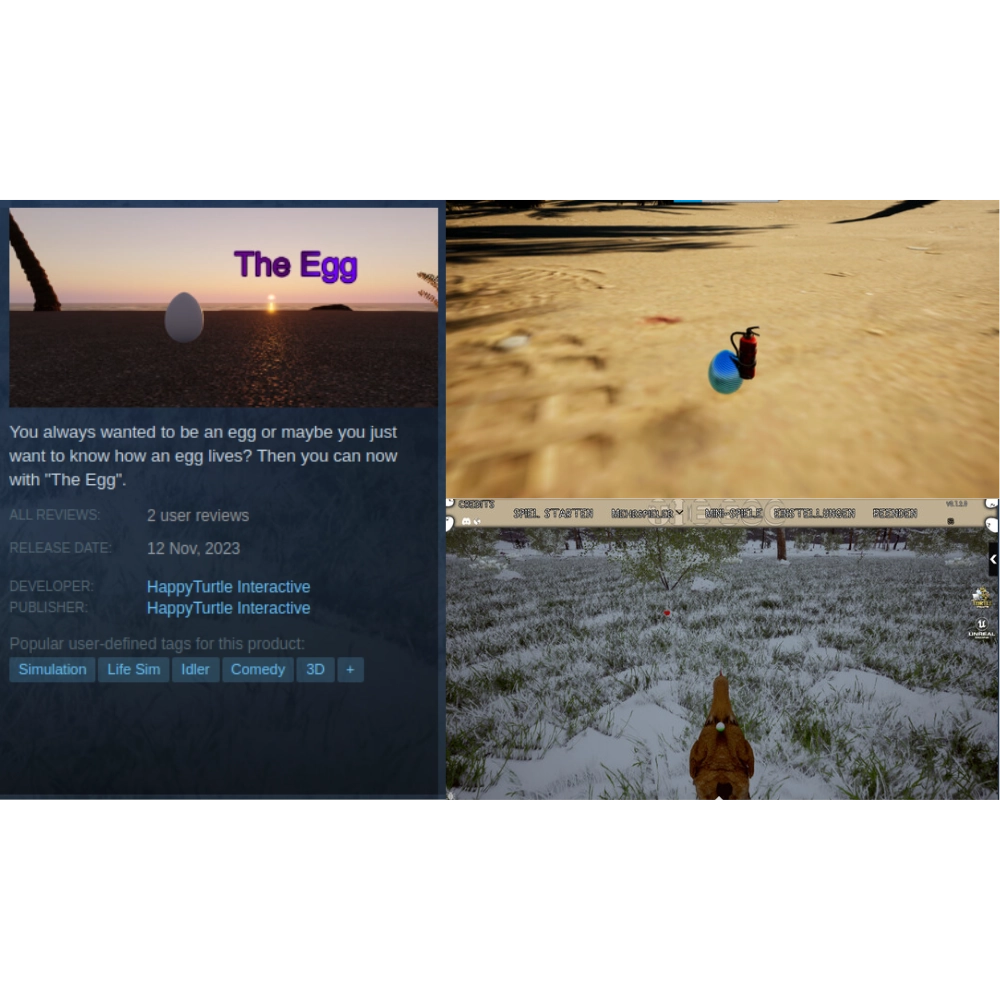 An image of the Steam store page for the game titled 'The Egg'