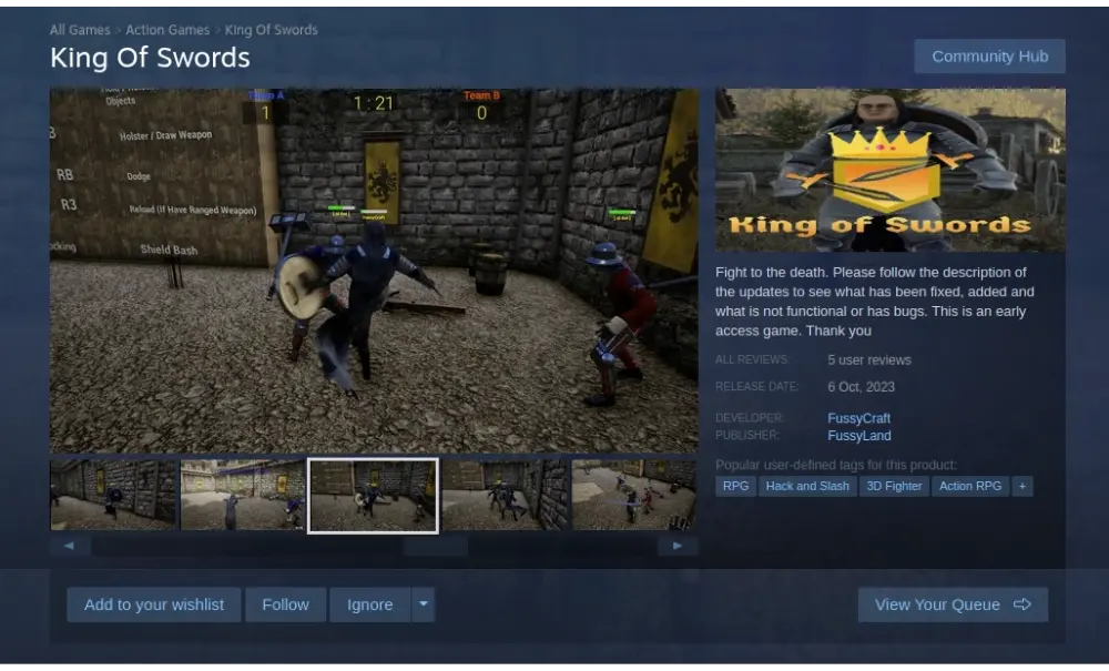 The King of Swords Steam store page